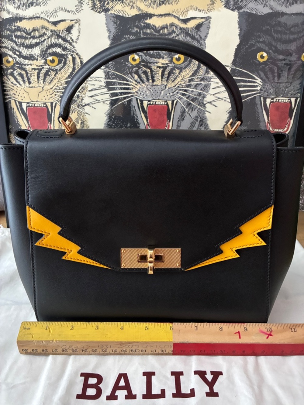 Bally B Turn Lightning Bolt Satchel Handbag! - Picture 3 of 11